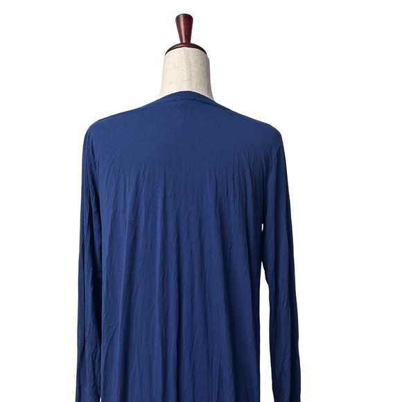 LAKE Women's Pajama Dress Size Medium Navy Blue Pima Long Sleeve Nightgown - Picture 3 of 12